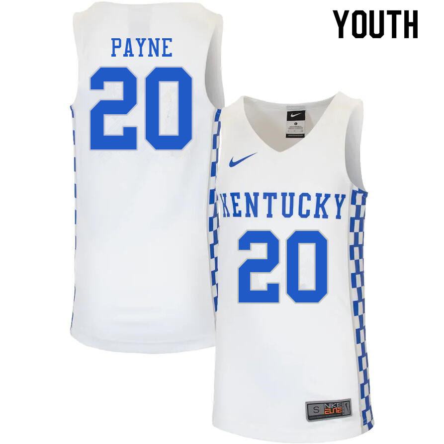 Youth #20 Zan Payne Kentucky Wildcats College Basketball Jerseys Sale-White - Click Image to Close